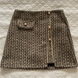 Mini brown sparkle tweed skirt